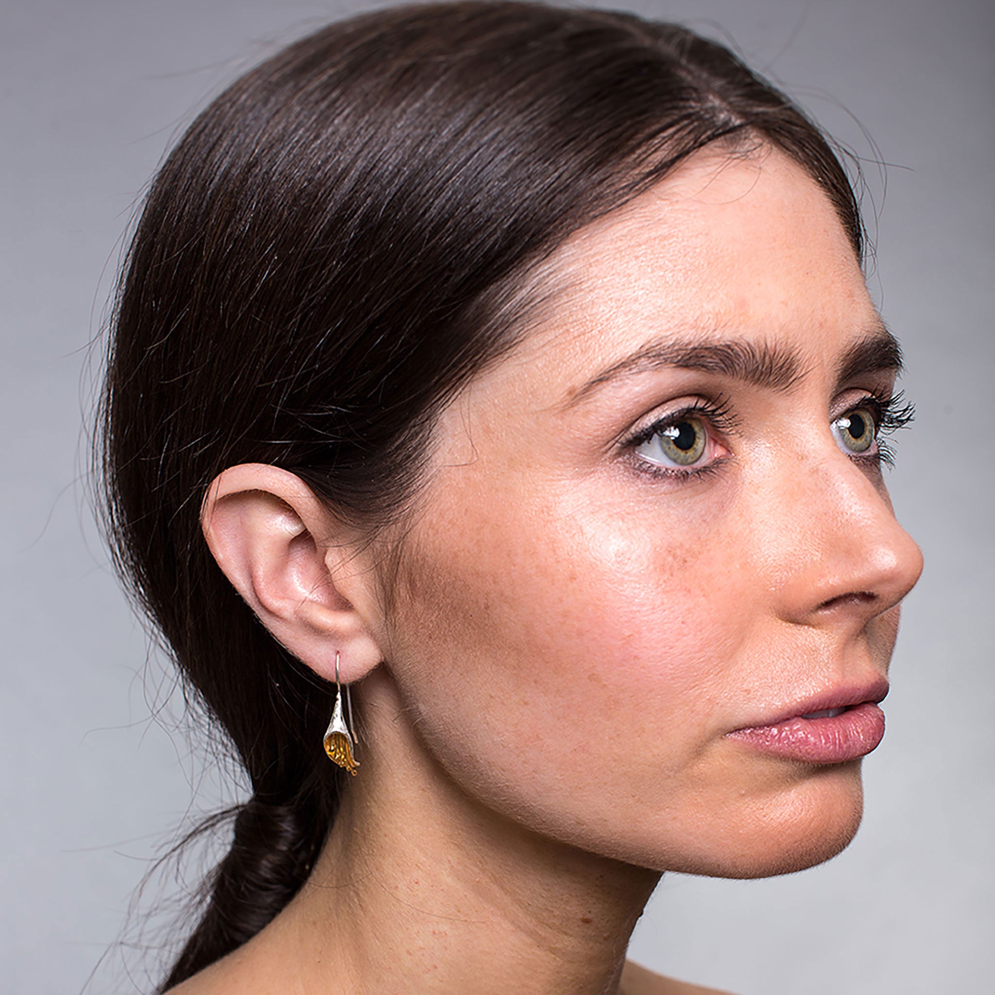 Silver and Yellow-Gold Small Honeysuckle Earrings