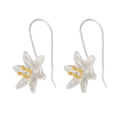 Silver and Yellow-Gold Small Lily Flower Earrings