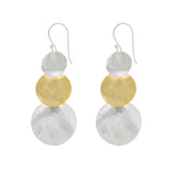 Silver and Yellow-Gold Three Plain Circles Earrings