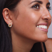 Load image into Gallery viewer, Silver and Yellow-Gold Two Circles Stud Earrings
