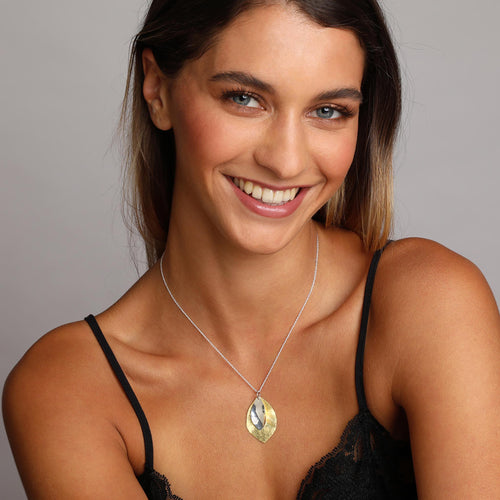 Silver and Yellow-Gold Two Leaves Pendant