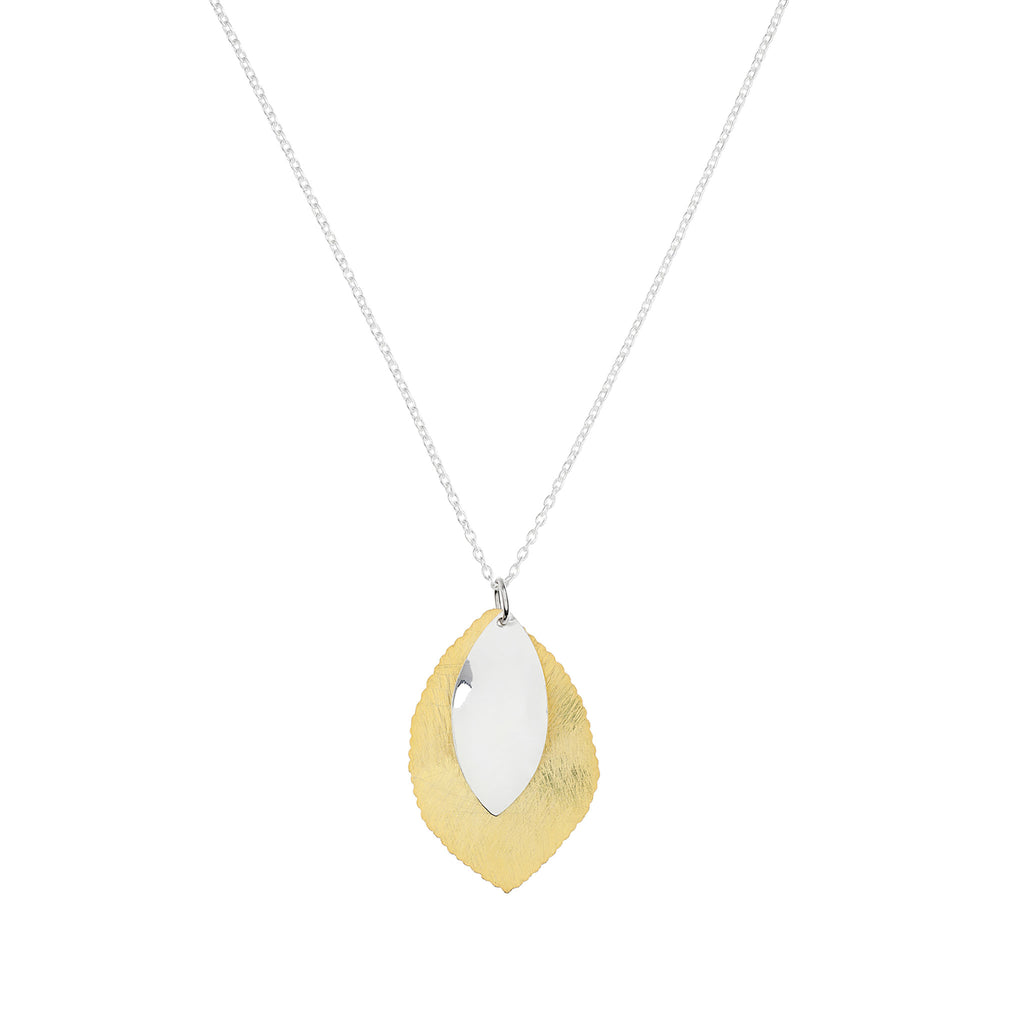 Silver and Yellow-Gold Two Leaves Pendant