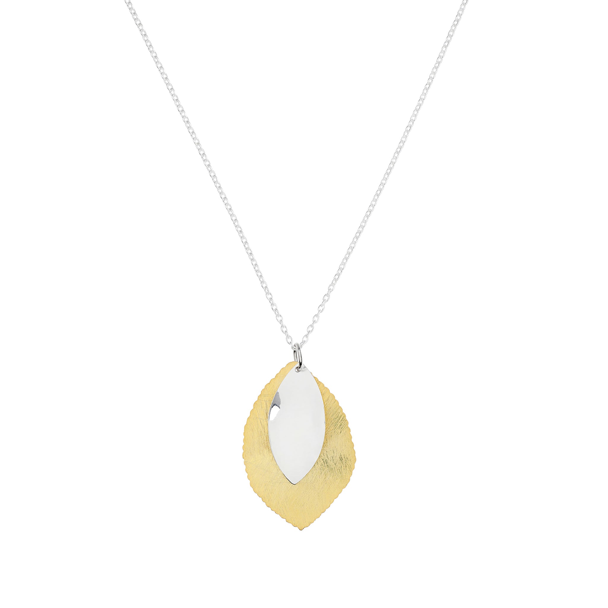 Silver and Yellow-Gold Two Leaves Pendant