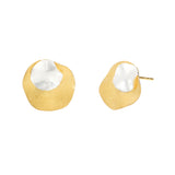 Silver and Yellow-Gold Two Plain Circles Stud Earrings