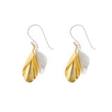 Silver and Yellow-Gold Two Small Cones Earrings