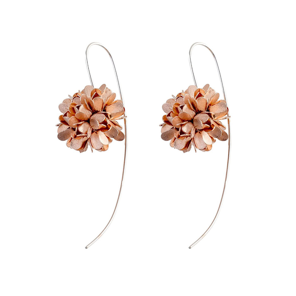 Silver and Rose-Gold Dahlia Flower Earrings