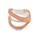 Silver and Rose-Gold Design Multi Rows Band Ring