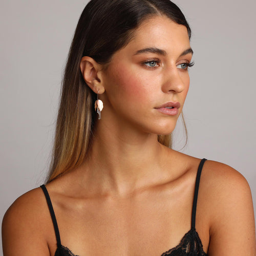 Silver and Rose-Gold Fuchsia Flower Earrings