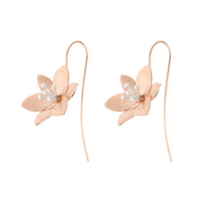 Load image into Gallery viewer, Silver and Rose-Gold Grass Lily Flower Earrings