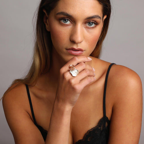 Silver and Rose-Gold Leaves Ring