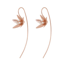 Load image into Gallery viewer, Silver and Rose-Gold Lily Flower with a Long back Earrings