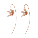 Silver and Rose-Gold Lily Flower with a Long back Earrings