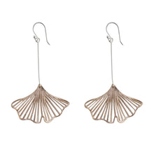 Load image into Gallery viewer, Silver and Rose-Gold Long Ginkgo Earrings