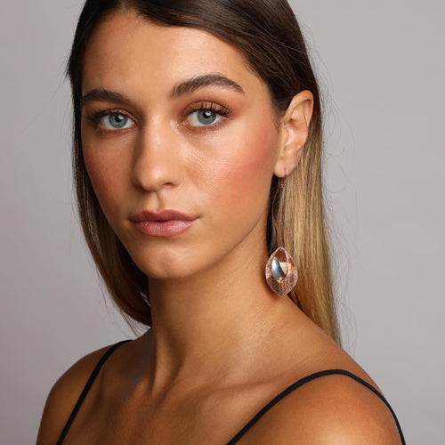 Silver and Rose-Gold Long Two Leaves Earrings