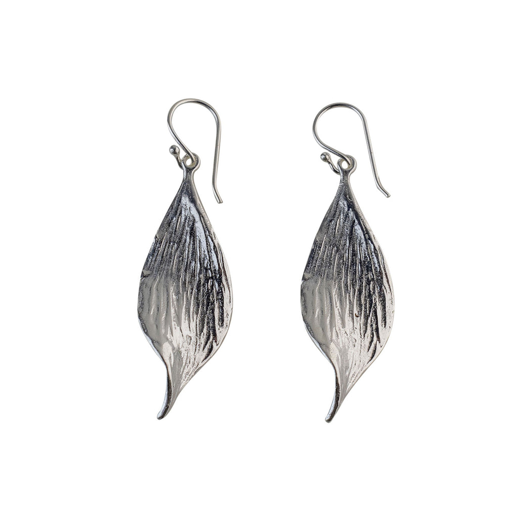 Silver and Rose-Gold Plain Leaf Earrings
