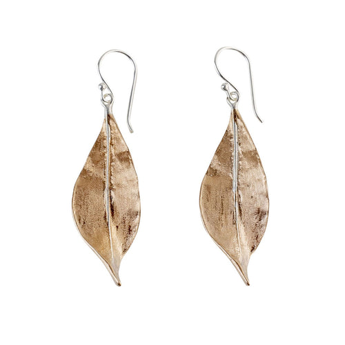 Silver and Rose-Gold Plain Leaf Earrings