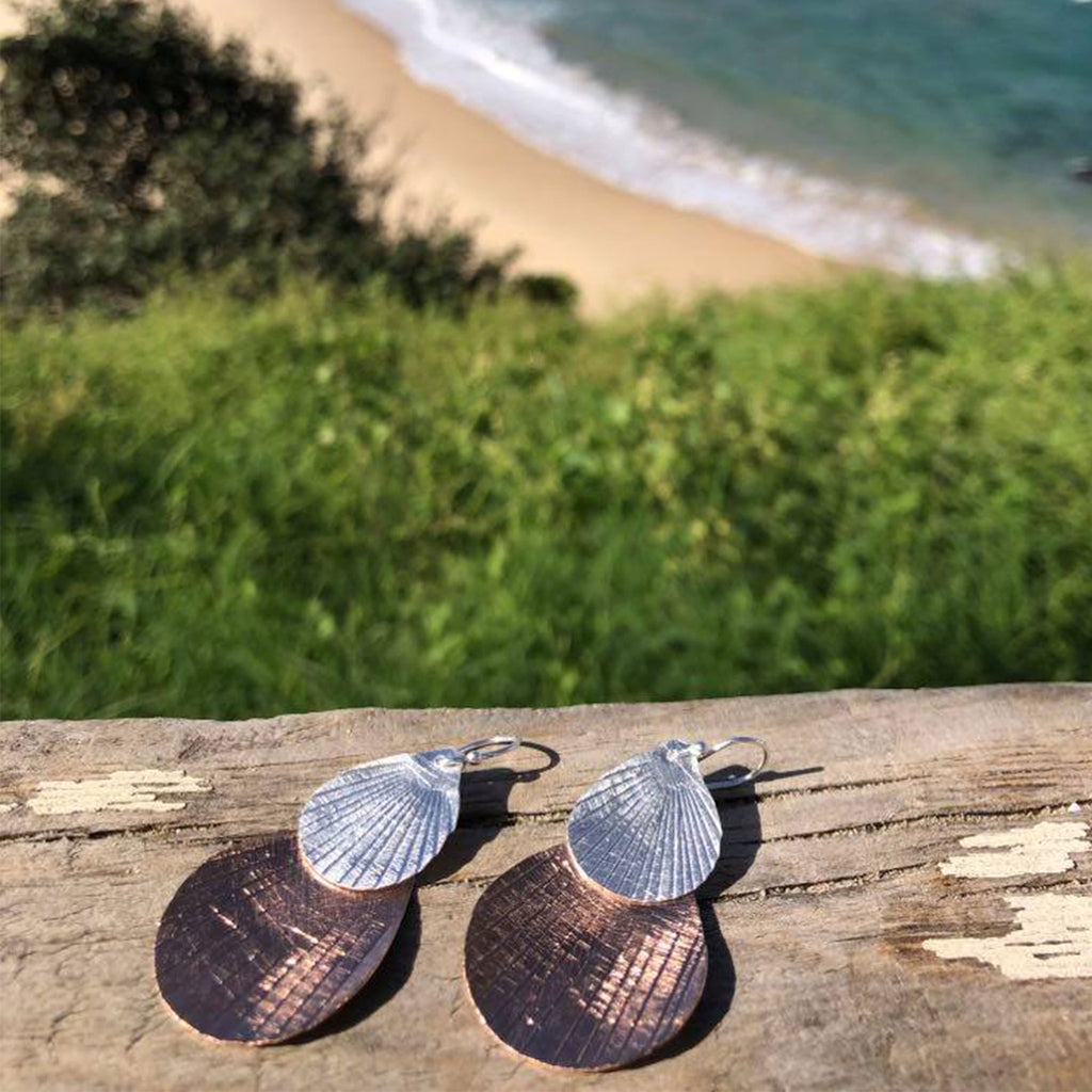 Silver and Rose-Gold Shells Earrings