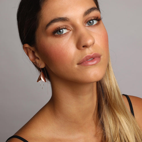 Silver and Rose-Gold Snowdrop Flower Earrings