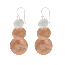 Load image into Gallery viewer, Silver and Rose-Gold Three Plain Circles Earrings