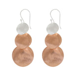 Silver and Rose-Gold Three Plain Circles Earrings
