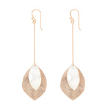 Silver and Rose-Gold Long Two Leaves Earrings