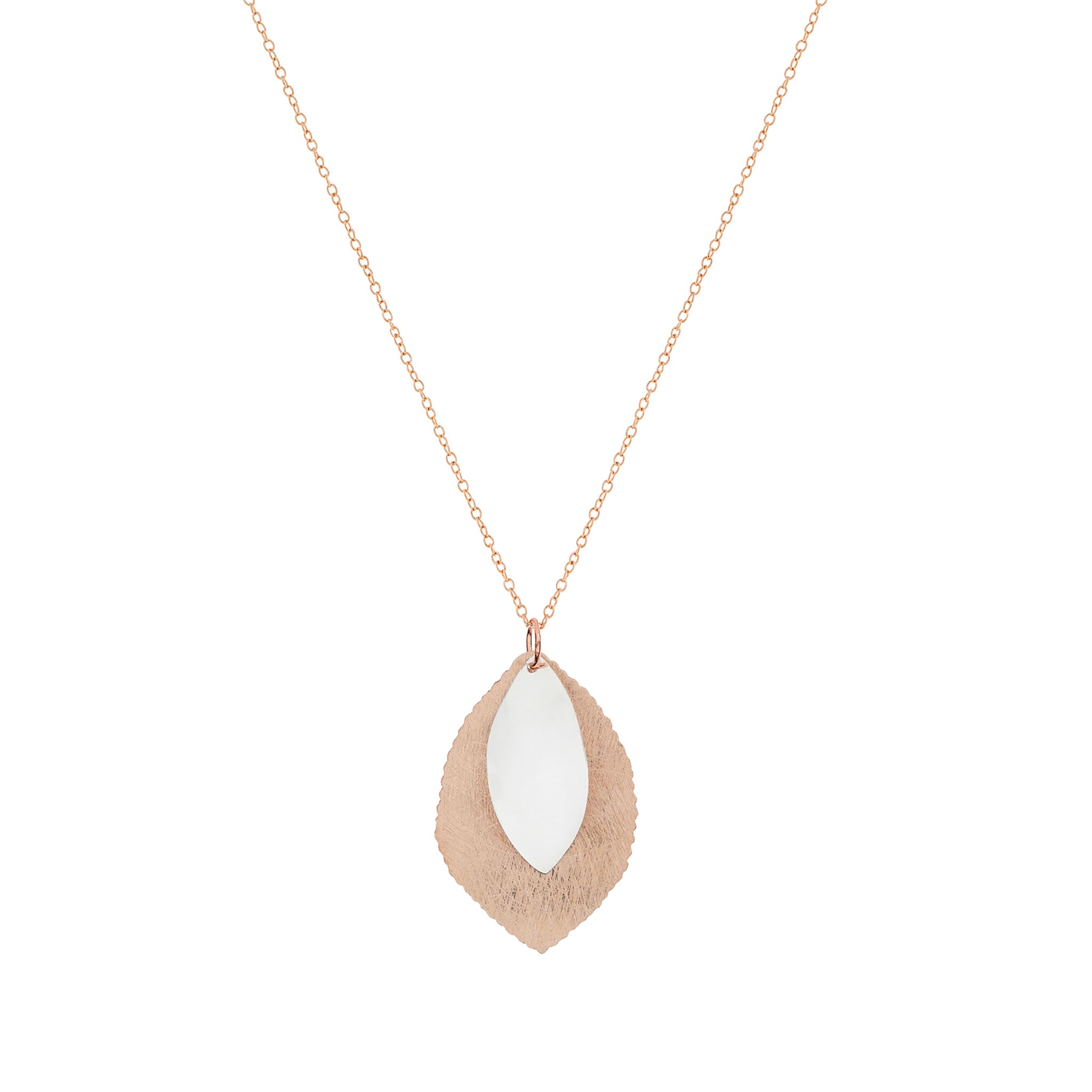Silver and Rose-Gold Two Leaves Pendant