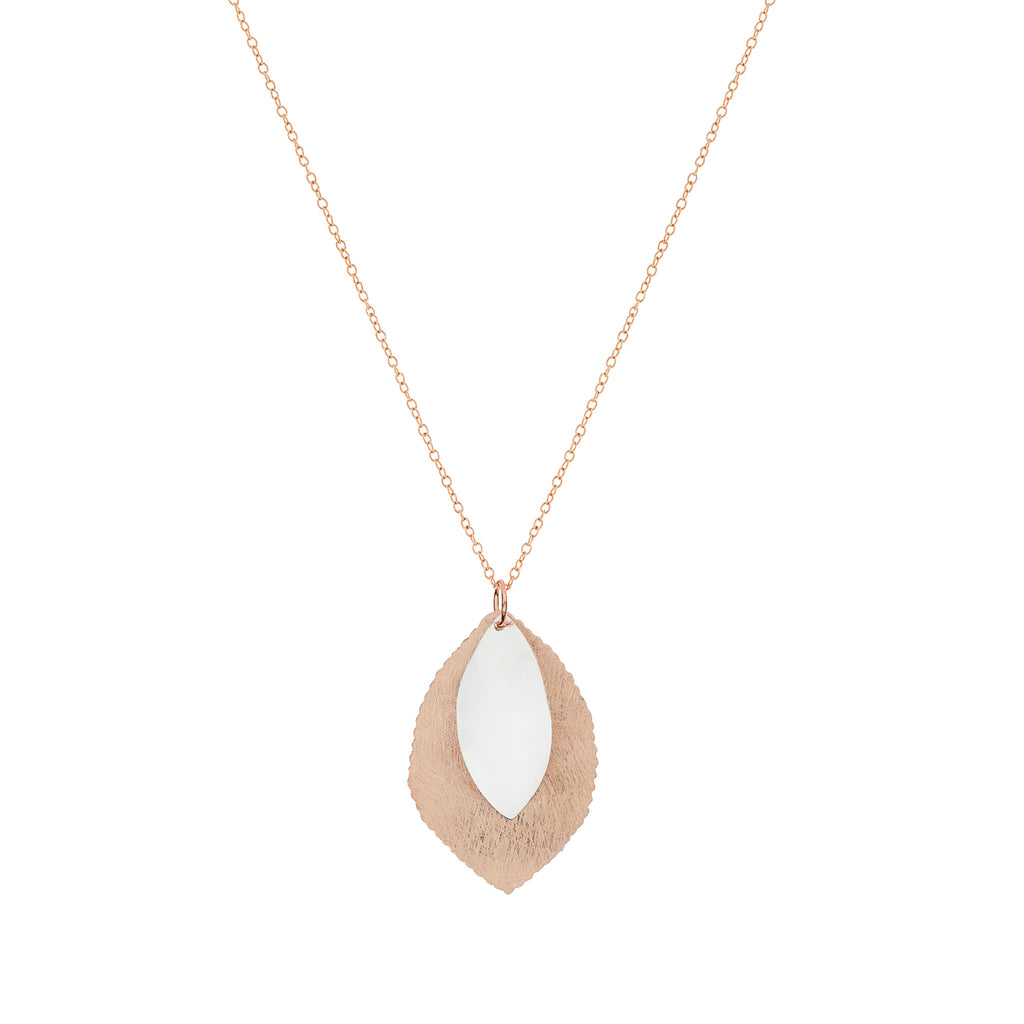 Silver and Rose-Gold Two Leaves Pendant