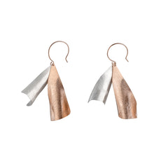 Load image into Gallery viewer, Silver and Rose-Gold Two Leaves Earrings