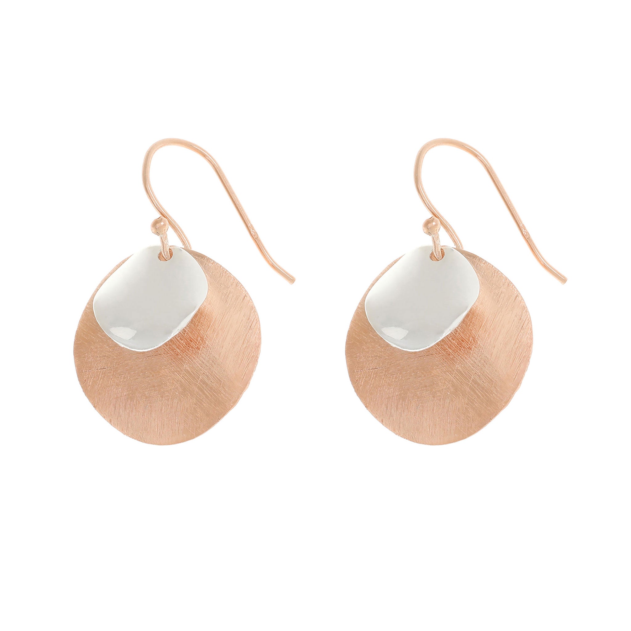 Silver and Rose-Gold Two Plain Circles Earrings