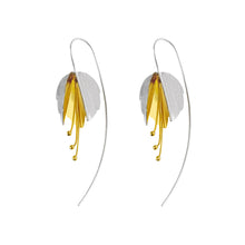 Load image into Gallery viewer, Silver and Yellow-Gold Large Fuchsia Flower Earrings