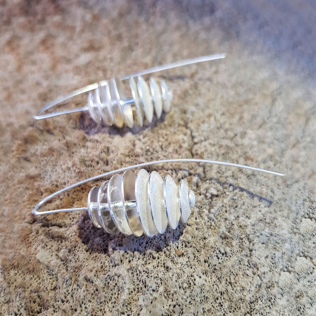Silver Bee Hive Earrings
