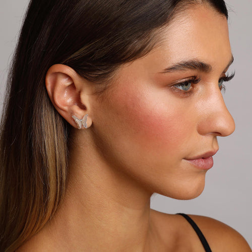 Silver Butterfly Stud Earrings