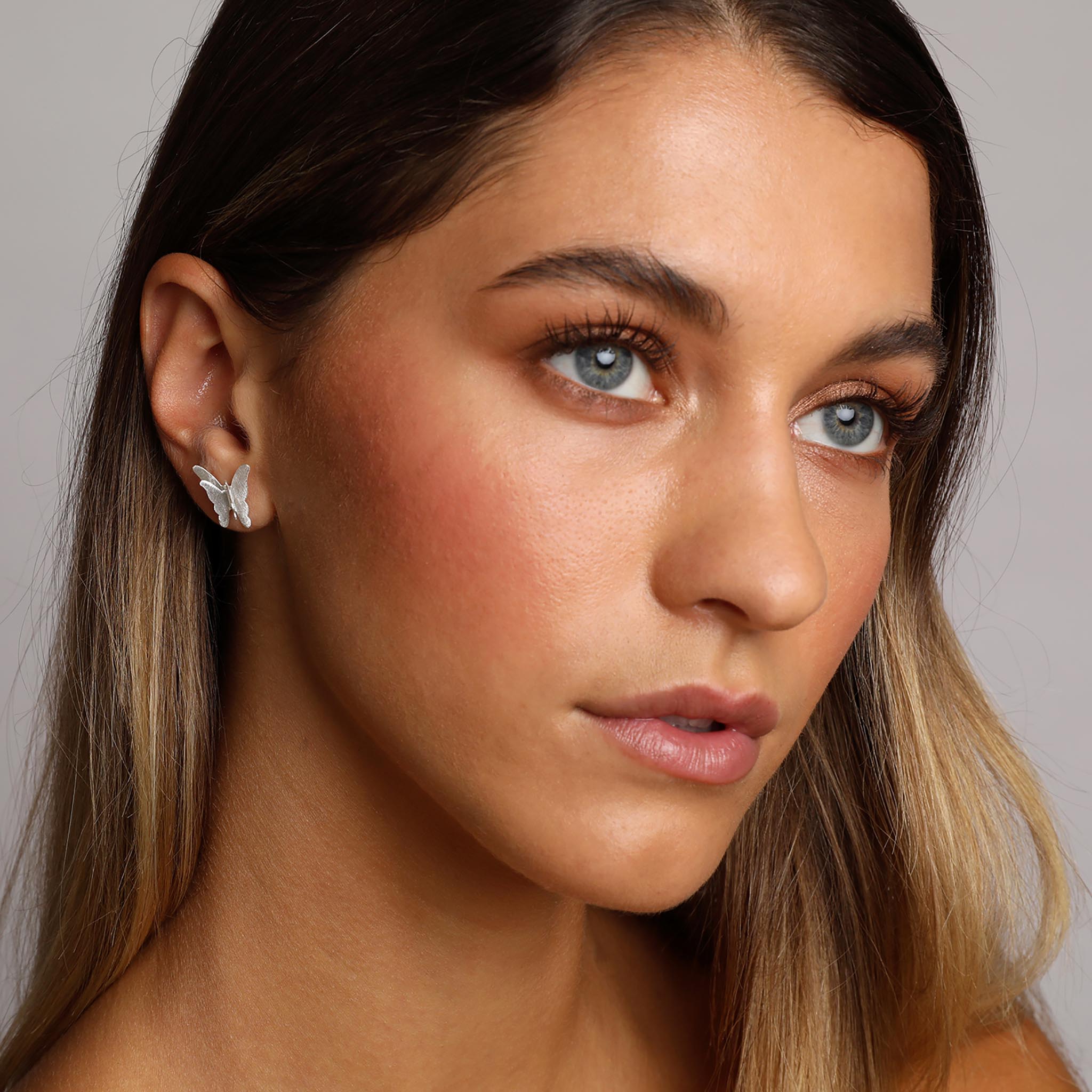 Silver Butterfly Stud Earrings