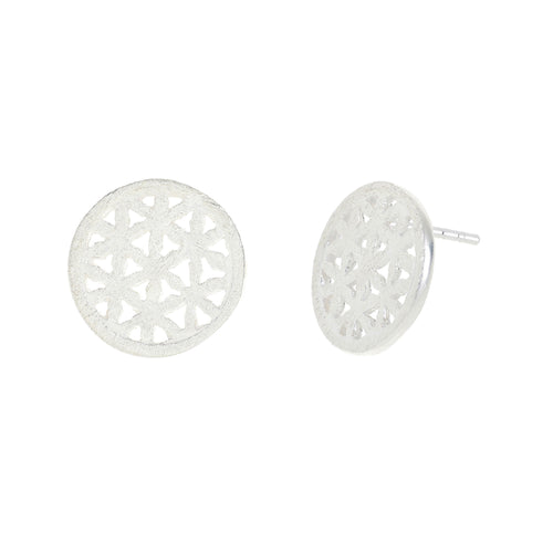 Silver Circular Stud Earrings
