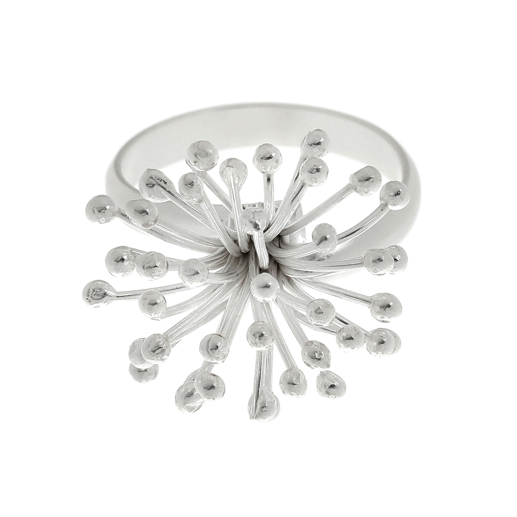 Silver Clover Flower Adjustable Ring