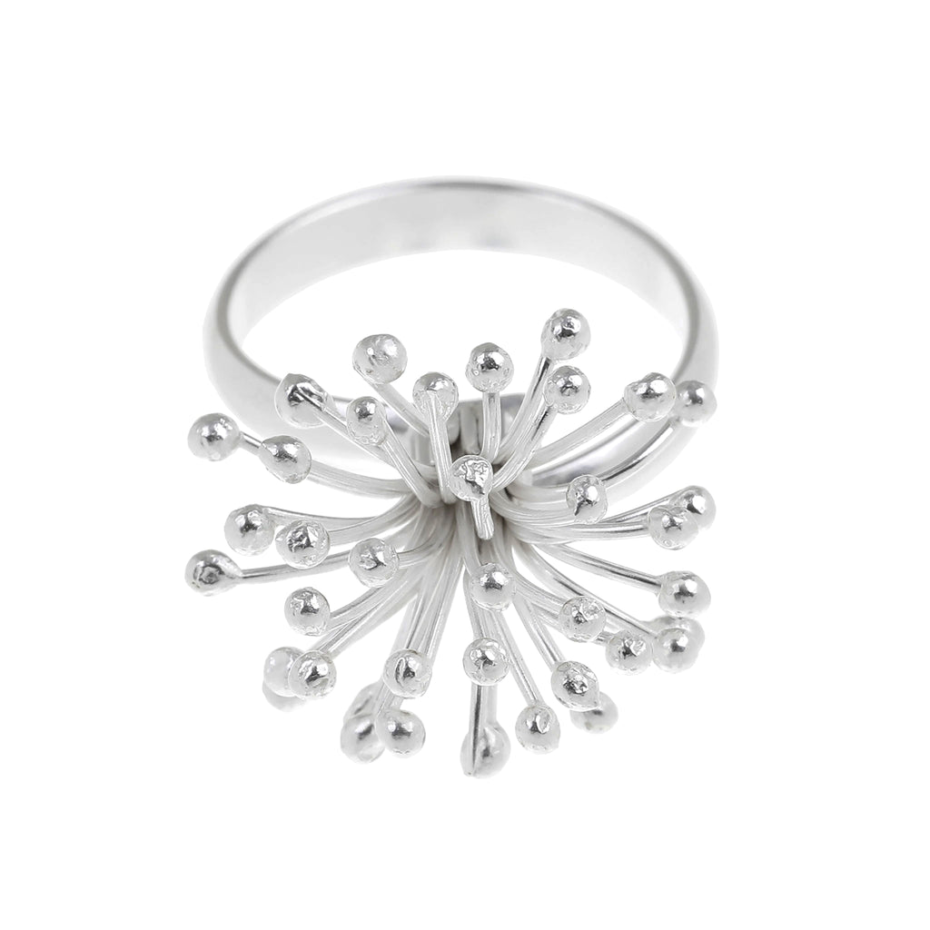 Silver Clover Flower Adjustable Ring