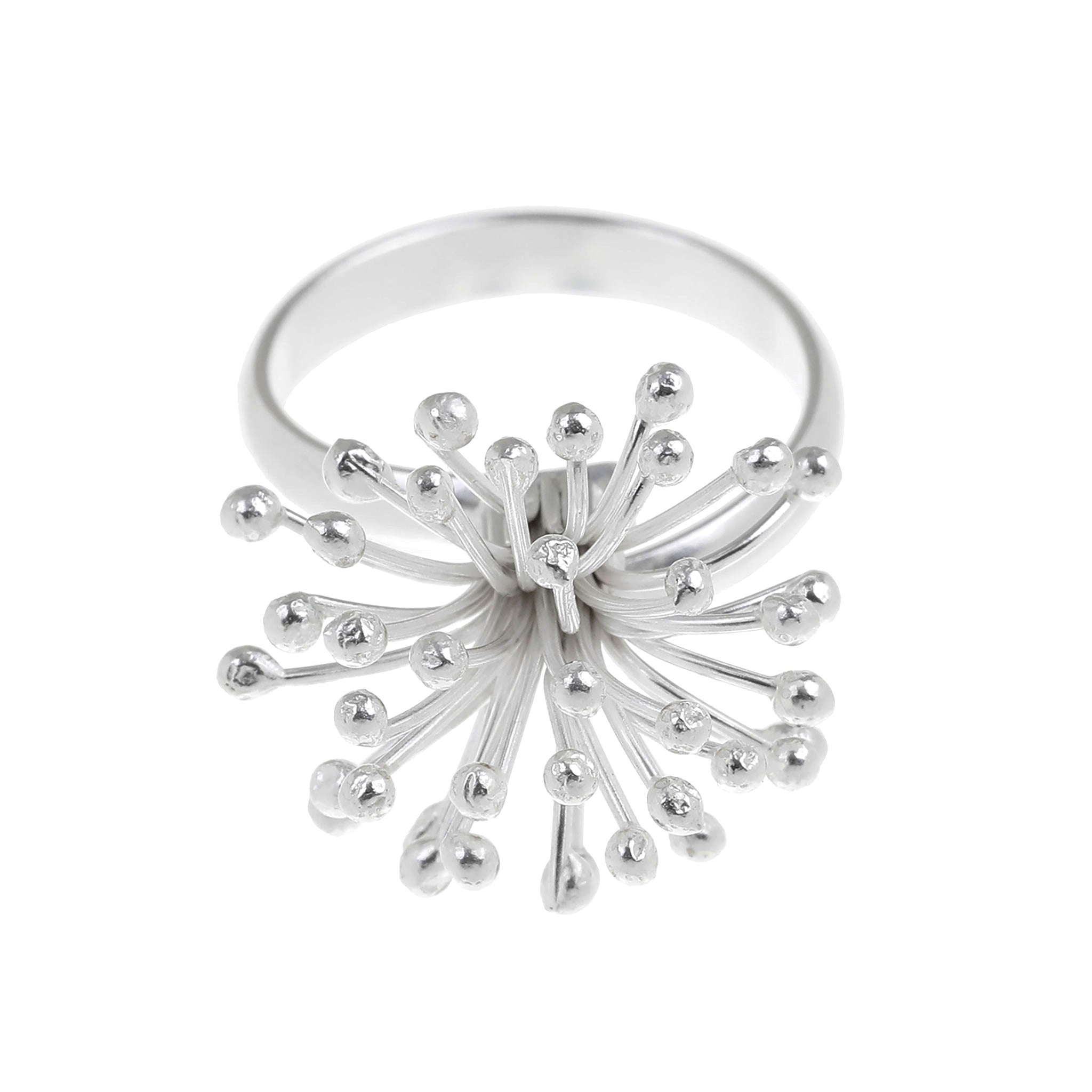 Silver Clover Flower Adjustable Ring