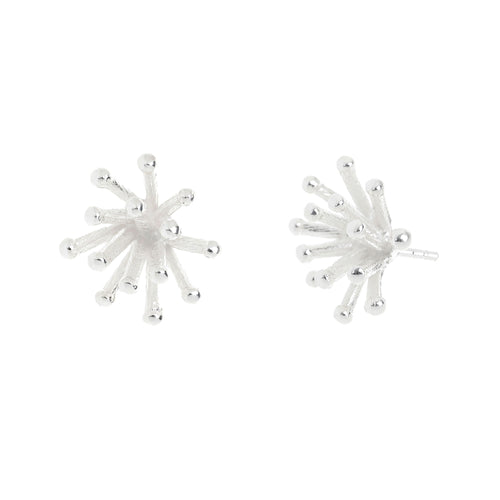 Silver Clover Flower Stud Earrings