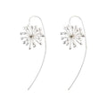 Silver Clover Flower with a Long Back Earrings
