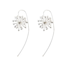 Load image into Gallery viewer, Silver Clover Flower with a Long Back Earrings