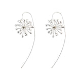 Silver Clover Flower with a Long Back Earrings