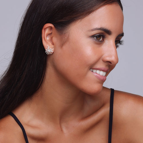 Silver Coral Stud Earrings