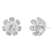 Load image into Gallery viewer, Silver Cup Shaped Flower Stud Earrings