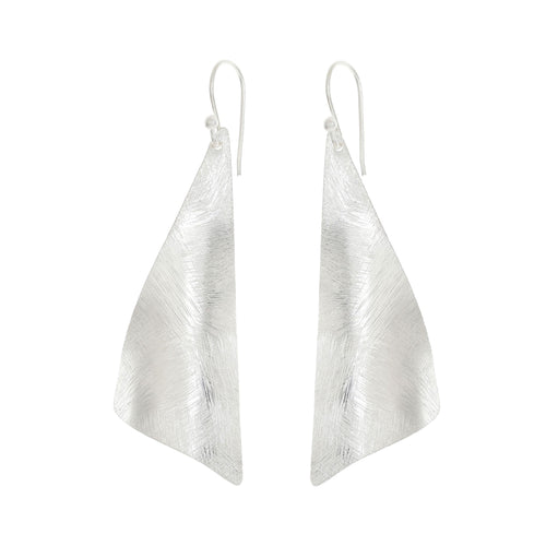 Silver Curved Leaf Earrings