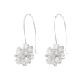 Silver Dahlia Dangling Flower Earrings