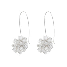 Load image into Gallery viewer, Silver Dahlia Dangling Flower Earrings
