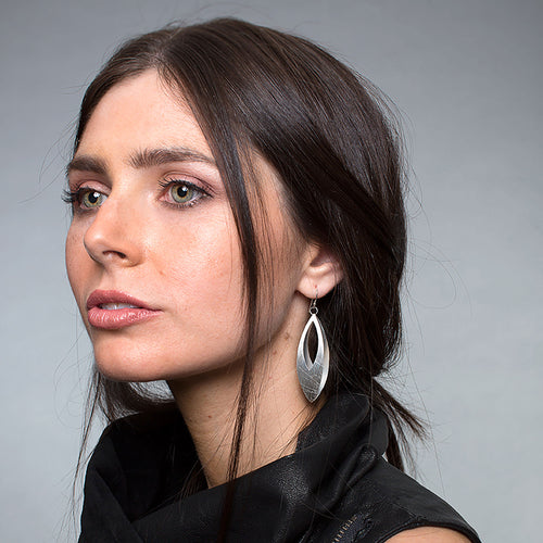 Silver Dangling Diamond Shaped Earrings