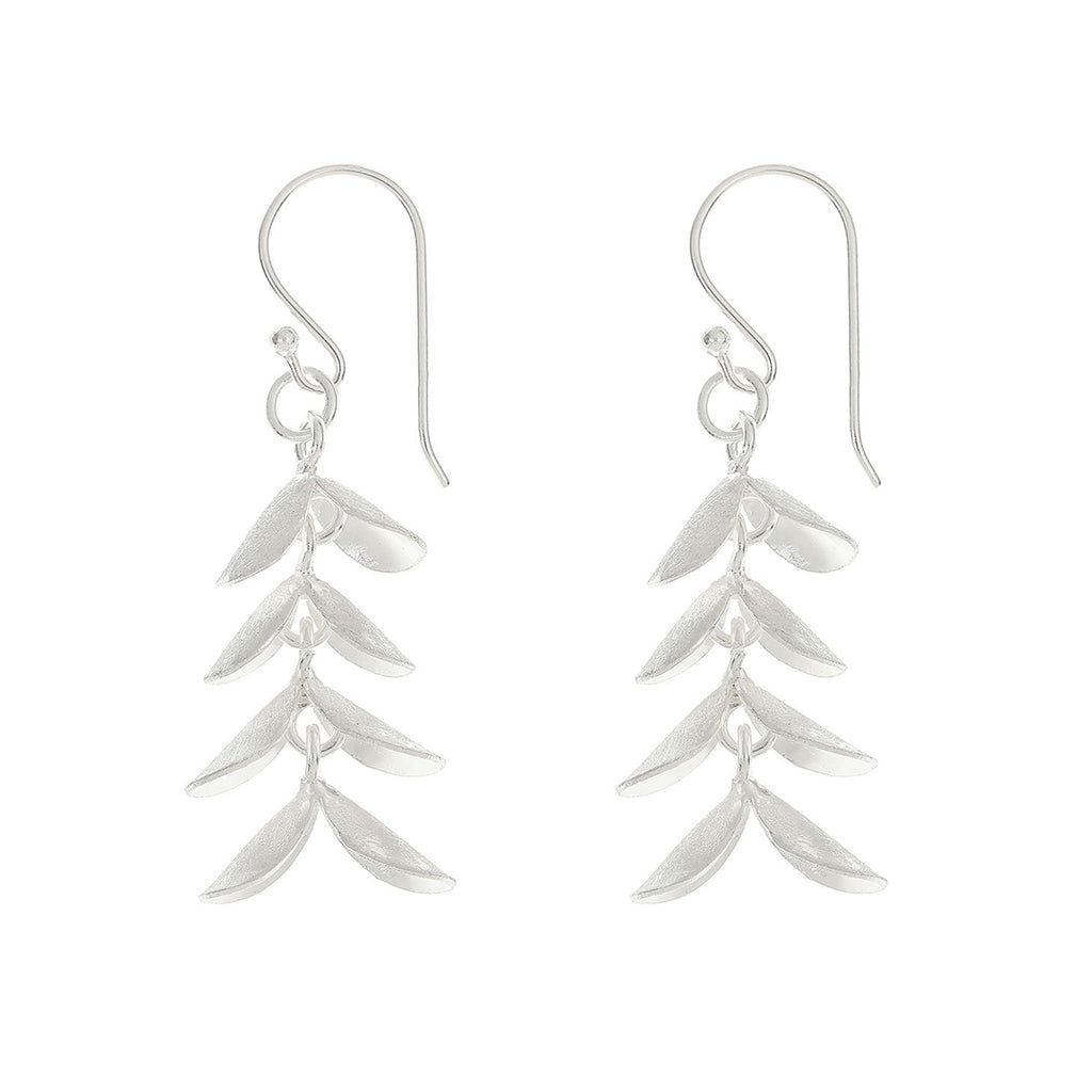 Silver Dangling Leaves Earrings