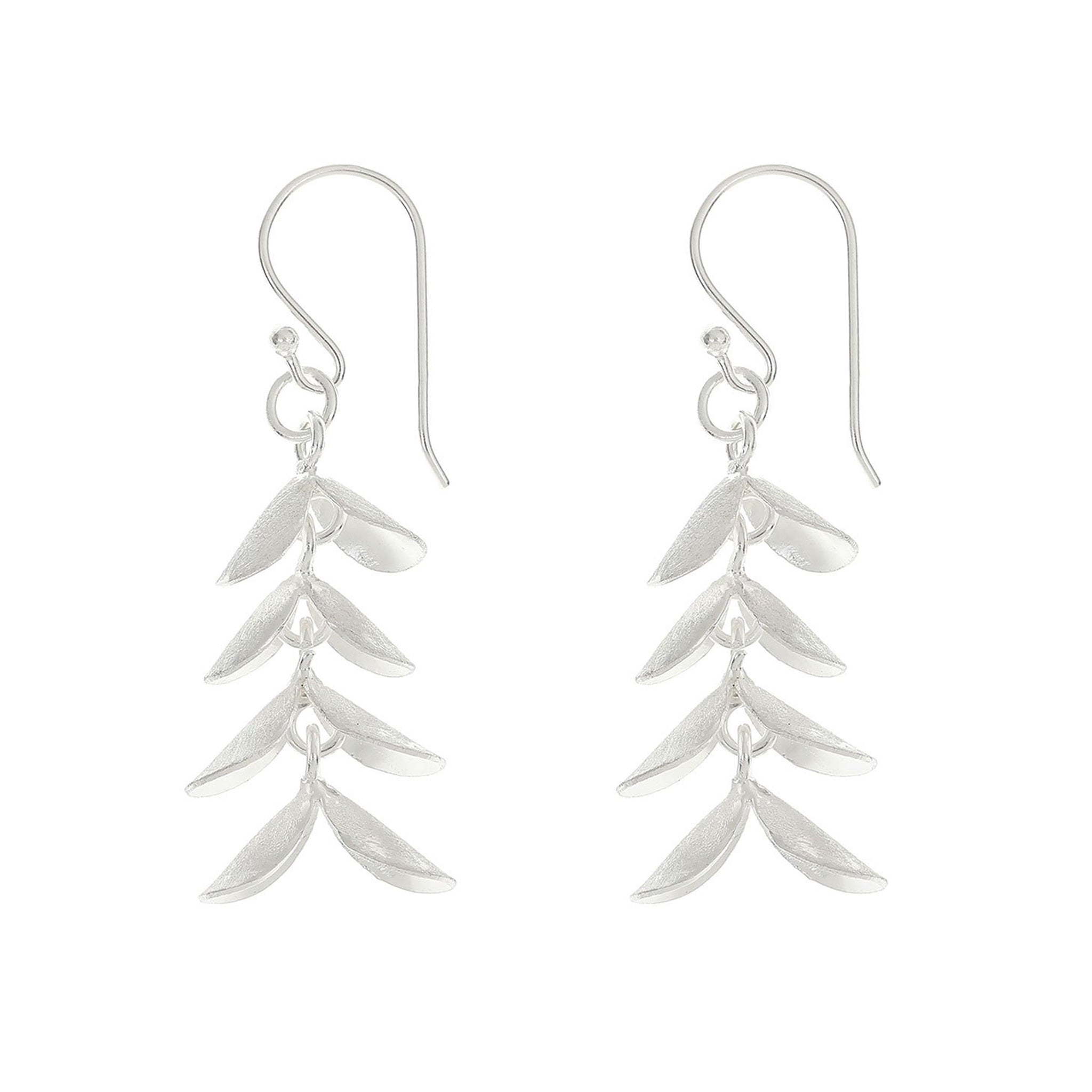 Silver Dangling Leaves Earrings