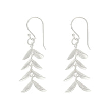 Load image into Gallery viewer, Silver Dangling Leaves Earrings